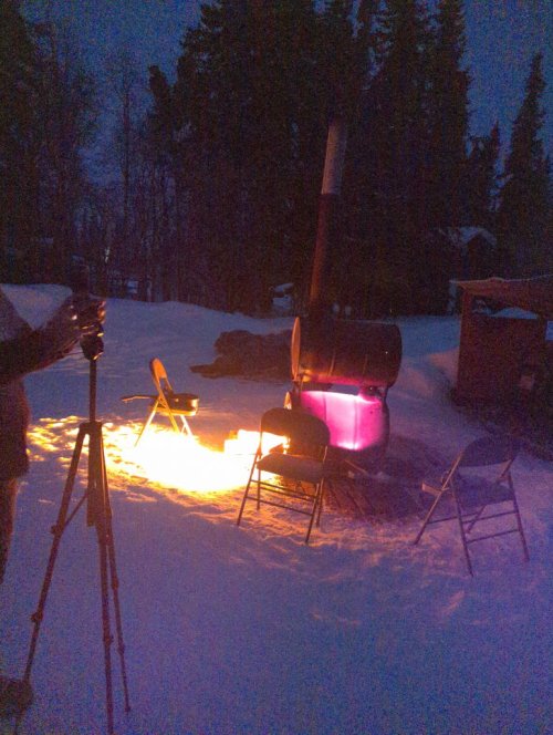Wood stove hard at work