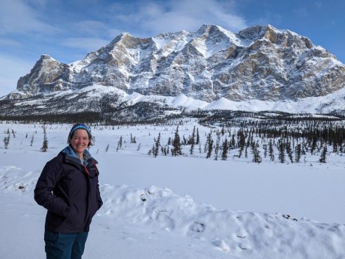 Mom with the mountain