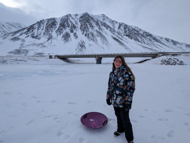 Sledding on the river