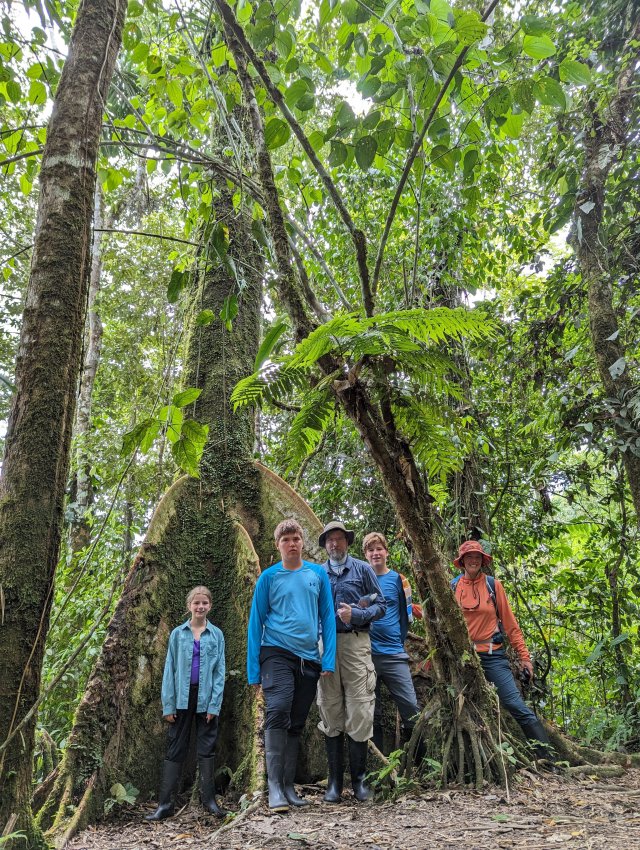 Family by the talking tree