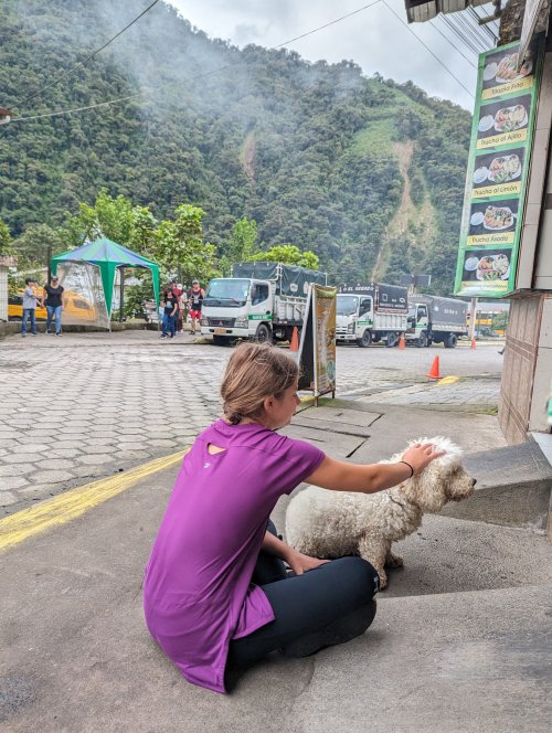 Stopping in Trucha - Adeline finds another perro