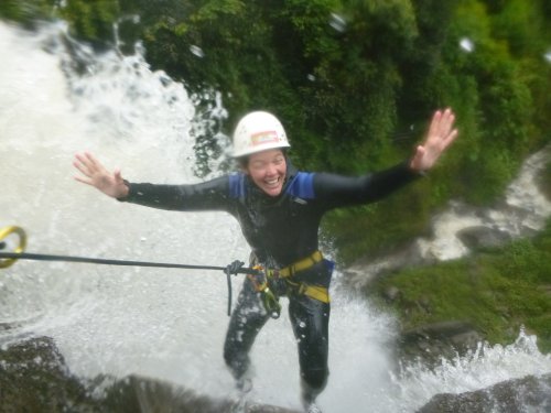 Jazz hands over the end of the last waterfall