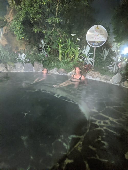 In the hot spring pool