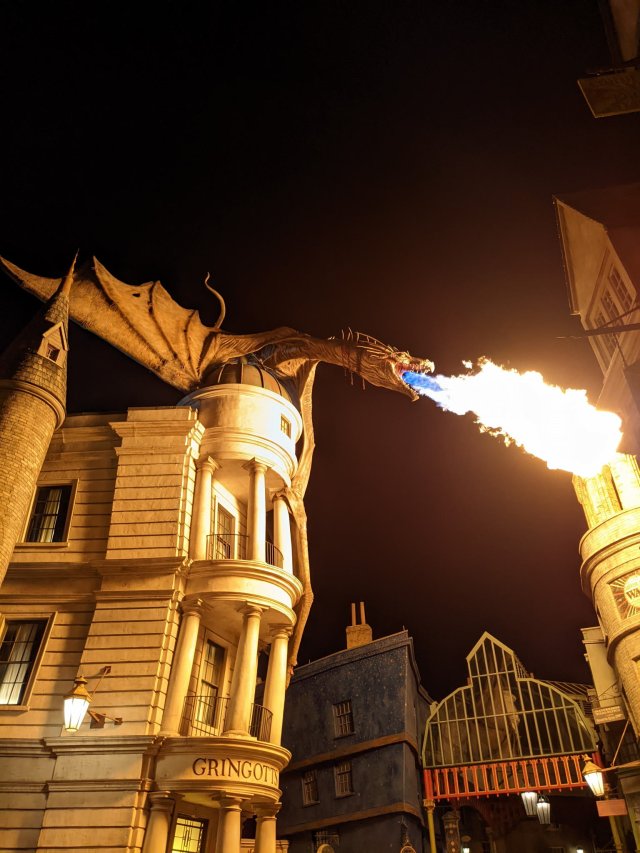 Gringott's dragon at night