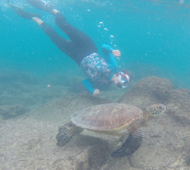 Posing with turtle