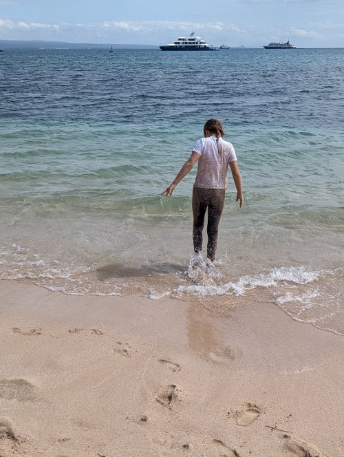 Washing off the sand